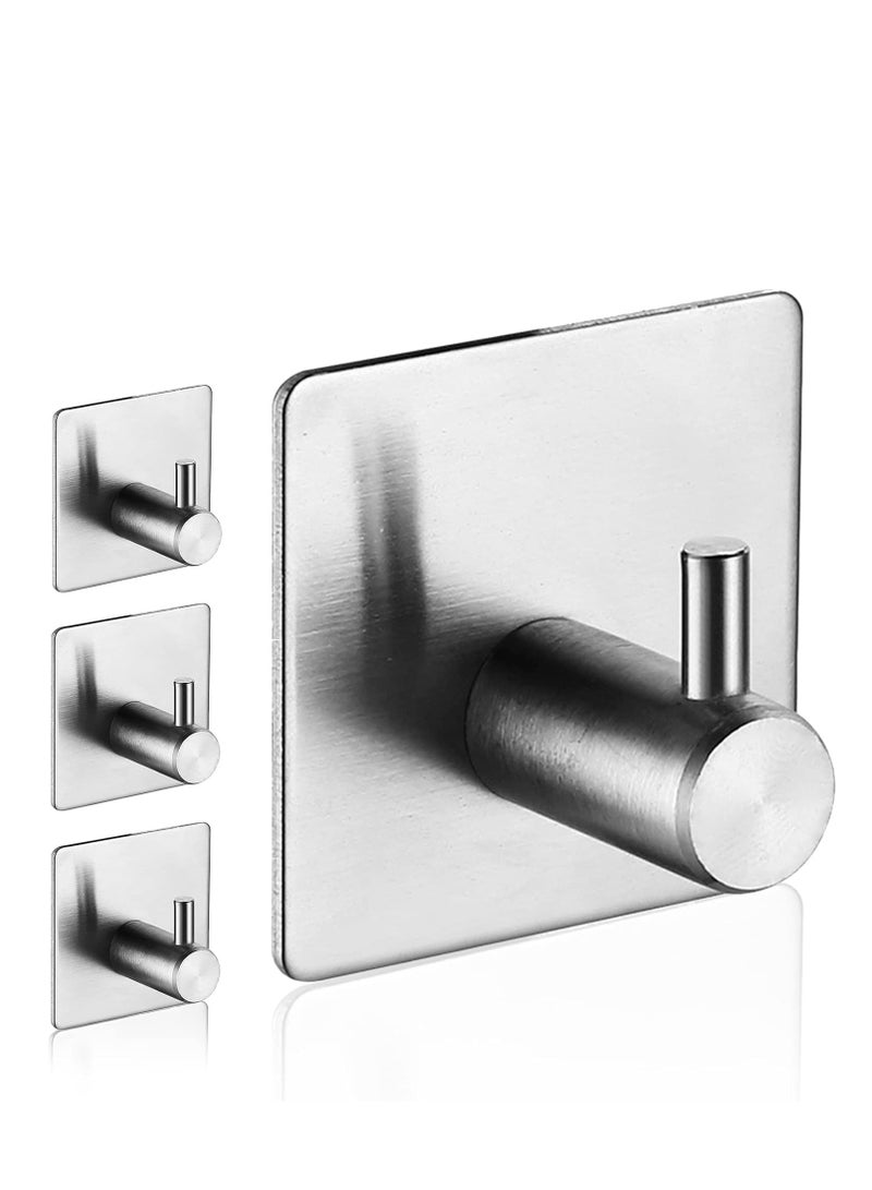 Adhesive Hooks Heavy Duty Wall Hooks Waterproof Stainless Steel Hooks for Hanging Coat, Hat,Towel Robe Hook Rack Wall Mount- Bathroom and Bedroom - Image 1
